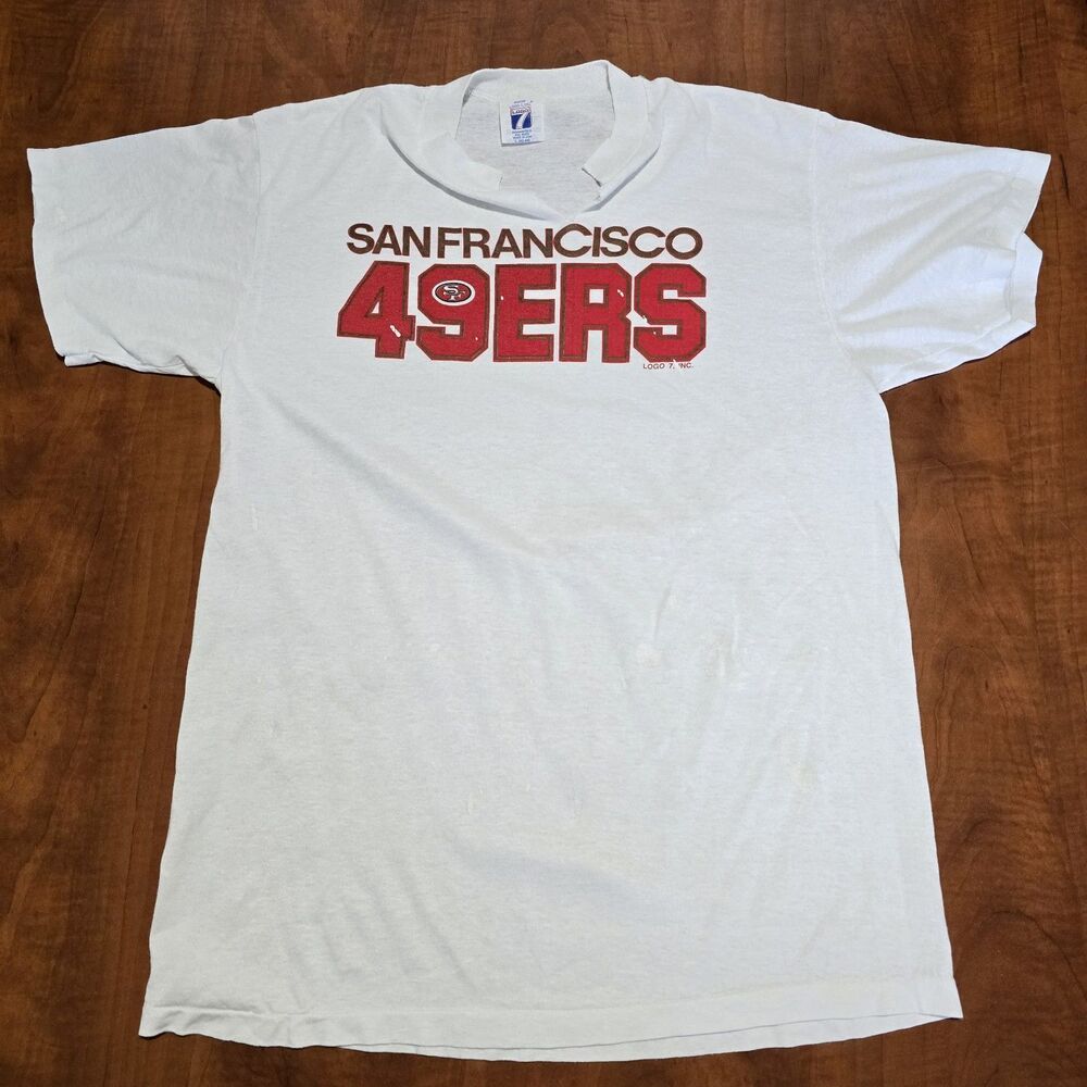 Logo 7 Vintage 90s San Francisco 49ers Single Stitch Crew Neck 50/50 Tee L